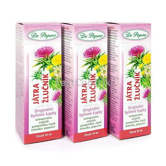 Játra – žlučník, originální bylinné kapky (balení 3 ks) Dr. Popov