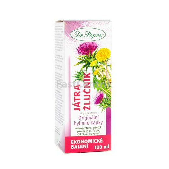 Játra - žlučník, originální bylinné kapky, 100 ml Dr. Popov