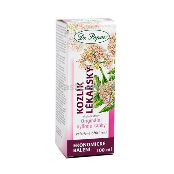 Kozlík lékařský, originální bylinné kapky, 100 ml Dr. Popov
